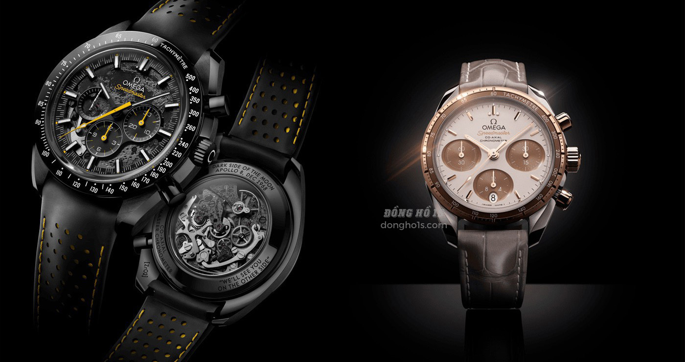 (Trái: Speedmaster "Dark Side of the Moon"; Phải: Speedmaster 38mm)