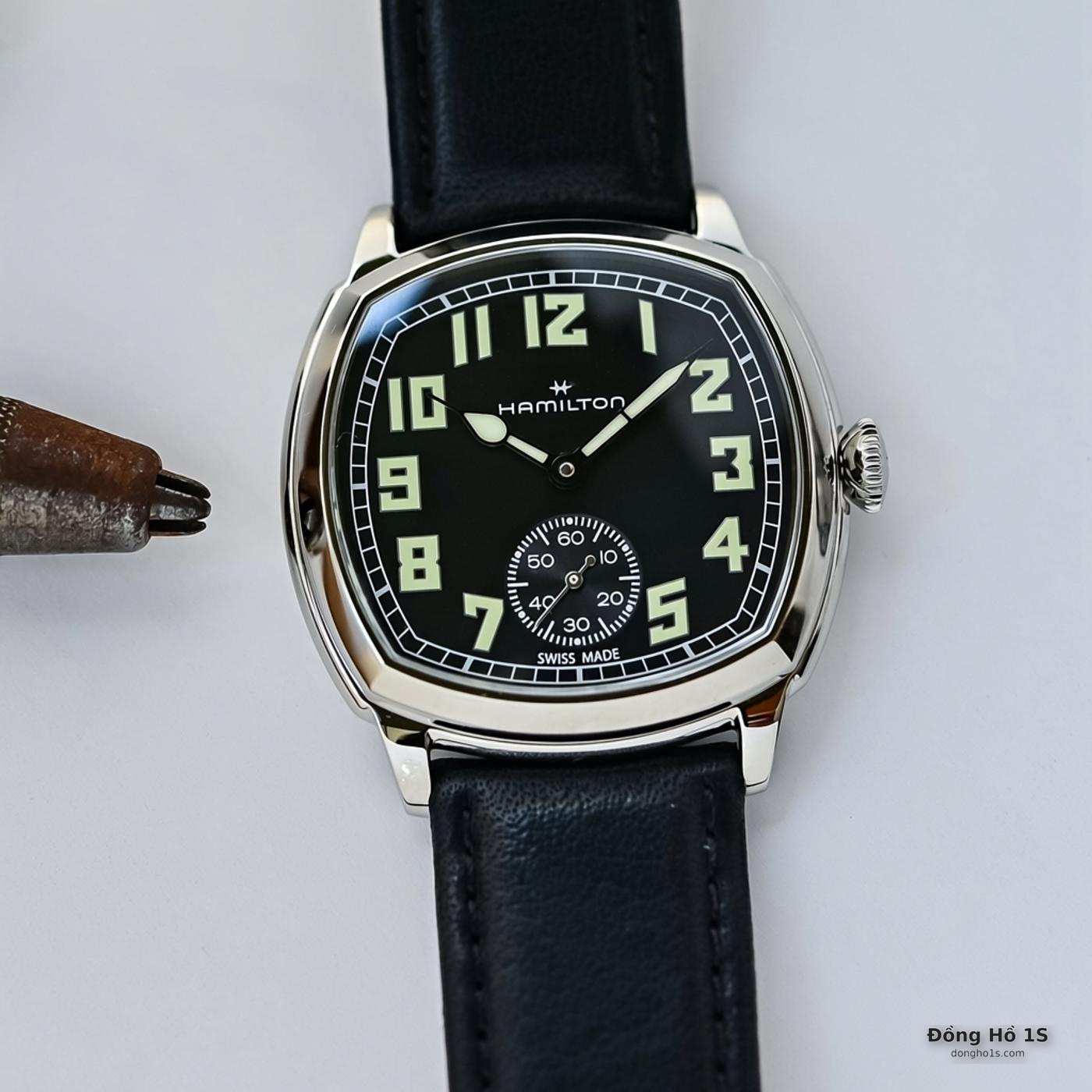 Hamilton American Classic cushion mặt số màu be phun cát