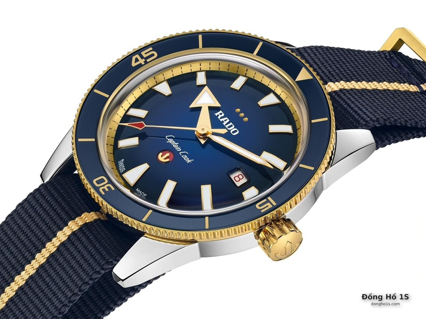 Rado Captain Cook European Cricket với dây vải Nato xanh – vàng