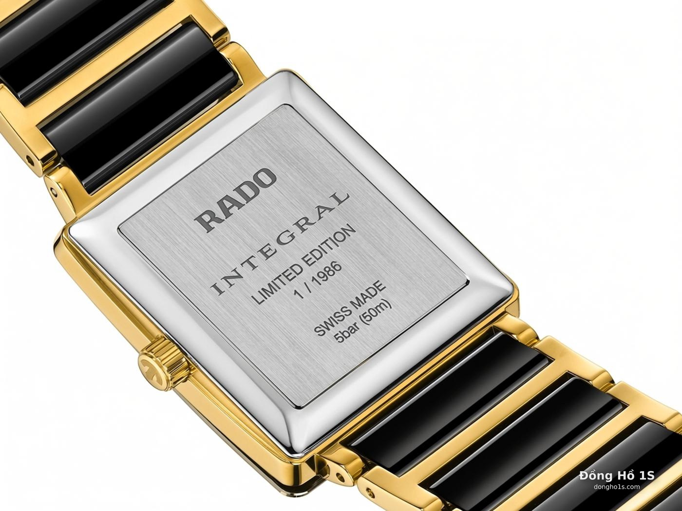 Đáy sau khắc LIMITED EDITION 1/1986 của Rado Integral